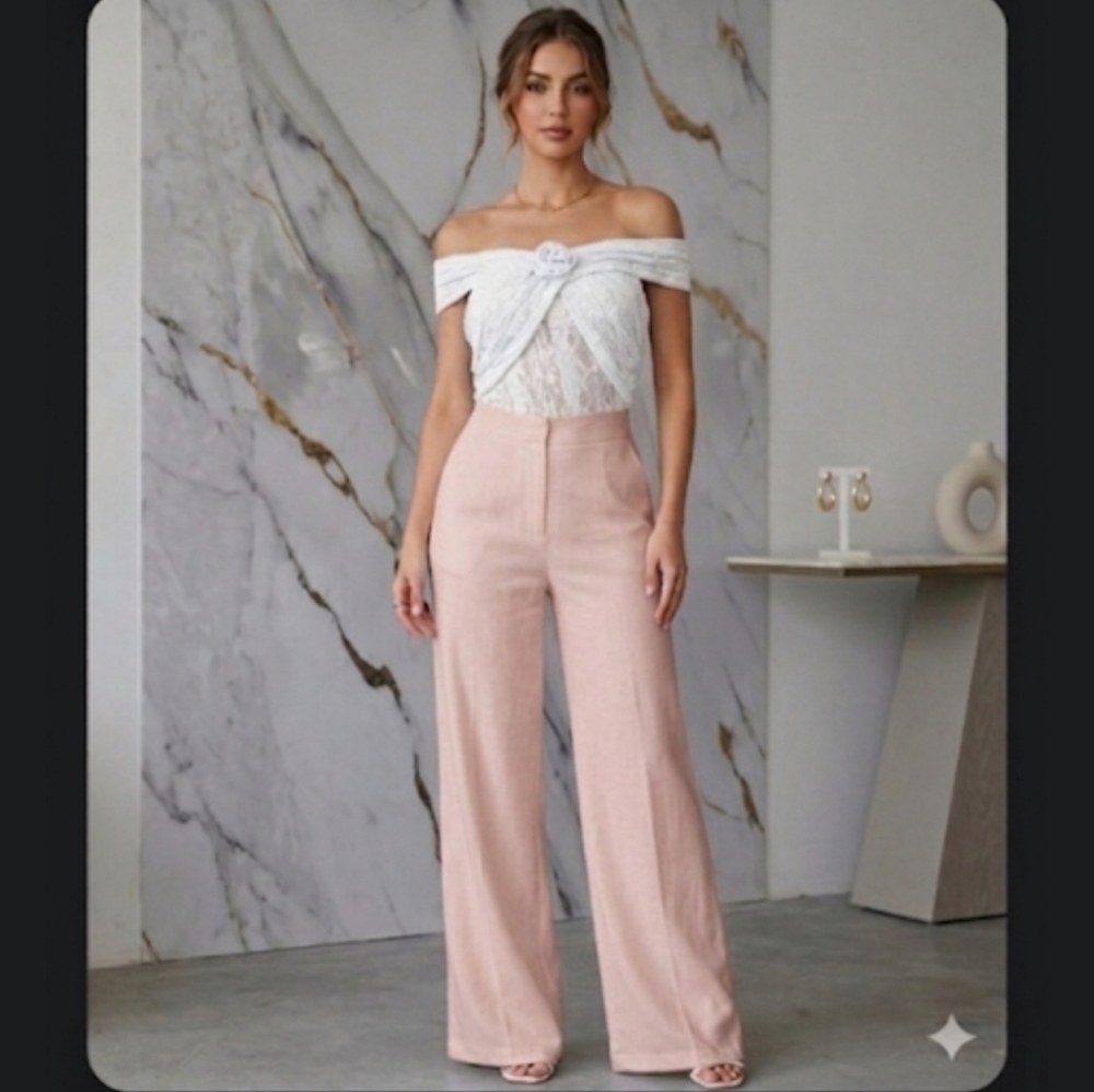 Lqce Off Shoulder See Through Top With Floral Accent Asymmetrical Top